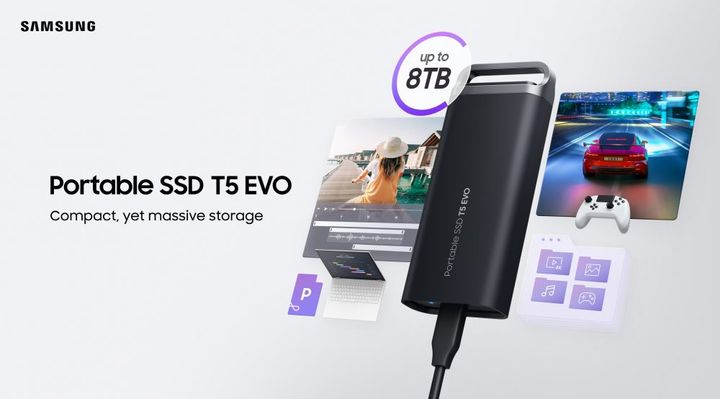 삼성전자, 8TB 용량의 이동용 SSD 「T5 EVO」 발매